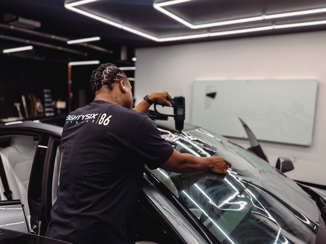 Window tint installation 6 at 86 Auto Lab